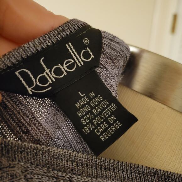 Ombre Purple Metallic Tinsel Cardigan Rafaella Vintage 80s 90s Womens Large - Picture 7 of 7